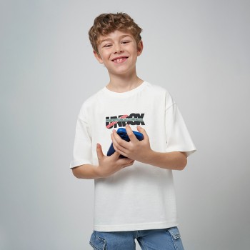 Παιδική μπλούζα για αγόρια Mayoral με στάμπα εκρού