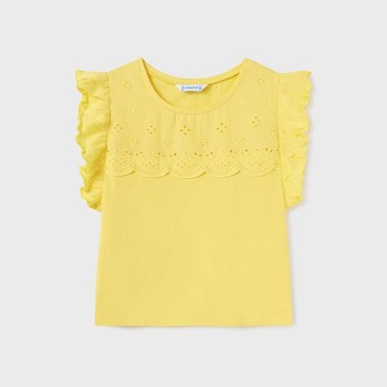 Παιδική μπλούζα για κορίτσια Mayoral αμάνικη με βολάν κίτρινο