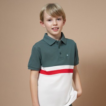 Παιδική μπλούζα πόλο για αγόρια Mayoral χακί εκρού