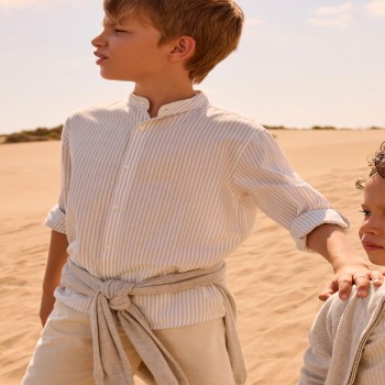 Παιδικό πουκάμισο για αγόρια Mayoral μάο μπεζ ριγέ