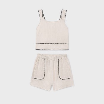 Παιδικό σετ με σορτς για κορίτσια Mayoral μπεζ