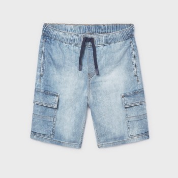 Παιδική βερμούδα για αγόρια Mayoral denim cargo τζιν ανοιχτό μπλε