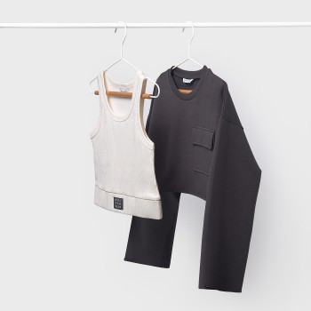 Παιδική μπλούζα για κορίτσια Mayoral σετ 2 τμχ ανθρακί- μπεζ