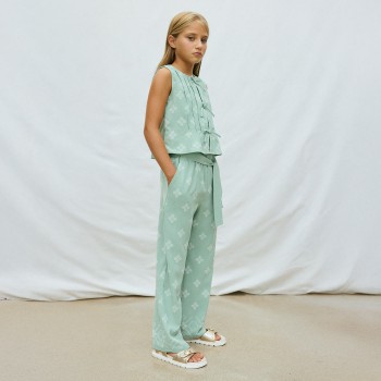 Παιδικό παντελόνι σταμπωτό για κορίτσια Mayoral μέντα