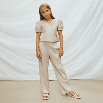 Παιδικό σετ με παντελόνα κεντητό για κορίτσια Mayoral μπεζ