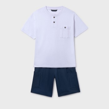 Παιδικό σετ για αγόρια Mayoral  μακό λευκό- μπλε ναυτικό