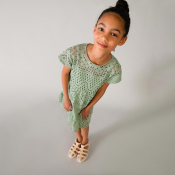 Παιδικό φόρεμα με  δαντέλα για κορίτσια Mayoral χακί