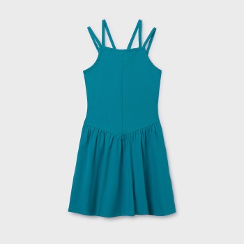 Παιδικό φόρεμα για κορίτσια Mayoral μακό καναλέ πετρόλ