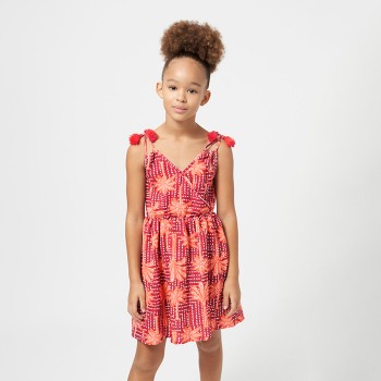 Παιδικό φόρεμα για κορίτσια Mayoral με φοίνικες πορτοκαλί