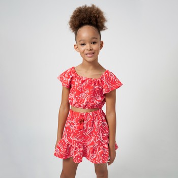Παιδικό σετ με φούστα για κορίτσια Mayoral εμπριμέ πορτοκαλί σκούρο