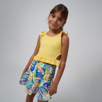 Παιδικό σετ με φούστα για κορίτσια Mayoral κίτρινο-εμπριμέ