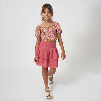 Παιδική φούστα για κορίτσια Mayoral γκοφρέ ροζ σκούρο
