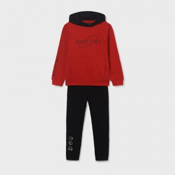 Παιδικό σετ φόρμα για αγόρια Mayoral κόκκινο-μαύρο φούτερ