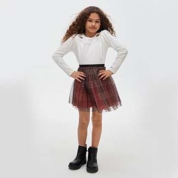 Παιδική φούστα για κορίτσια Mayoral καρό κόκκινο