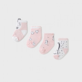 Βρεφικές κάλτσες για κορίτσια Mayoral 4τμχ ροζ με ζέβρα