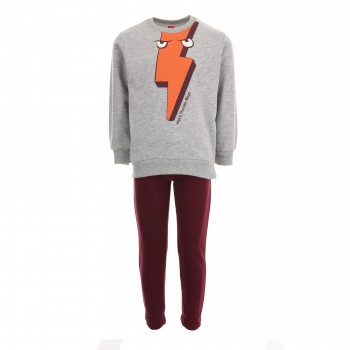 Παιδική φόρμα αχνούδιαστη για αγόρια Joyce γκρι-μπορντώ