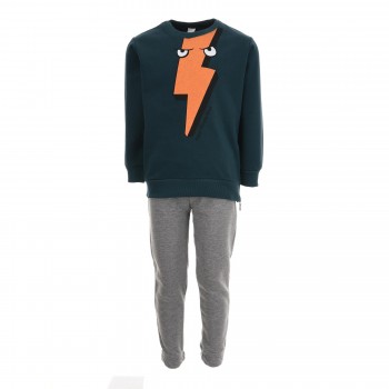 Παιδική φόρμα αχνούδιαστη για αγόρια Joyce πετρόλ-γκρι