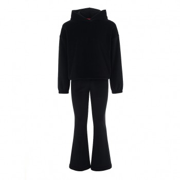 Παιδικό σετ φόρμας για κορίτσια Joyce βελουτέ με κουκούλα μαύρο