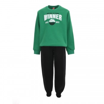 Παιδικό σετ φόρμα φούτερ για αγόρια Joyce πράσινο- μαύρο
