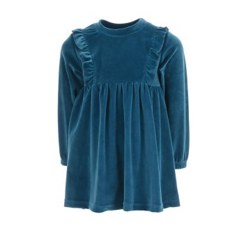 Παιδικό φόρεμα βελουτέ Joyce πετρόλ