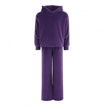 Παιδικό σετ φόρμας για κορίτσια Joyce βελουτέ με ασημί μωβ