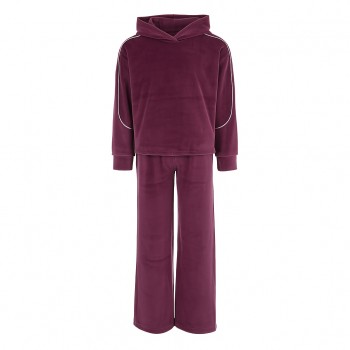 Παιδικό σετ φόρμας για κορίτσια Joyce βελουτέ με ασημί μαντζέντα