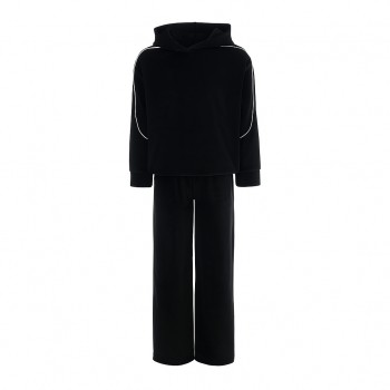 Παιδικό σετ φόρμας για κορίτσια Joyce βελουτέ με ασημί μαύρο