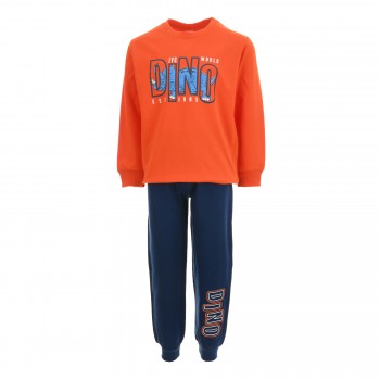 Παιδικό σετ φόρμα αχνούδιαστη για αγόρια Joyce πορτοκαλί- μπλε