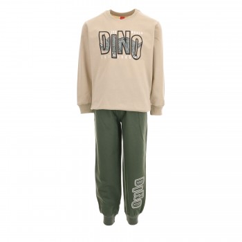 Παιδικό σετ φόρμα αχνούδιαστη για αγόρια Joyce μπεζ- χακί