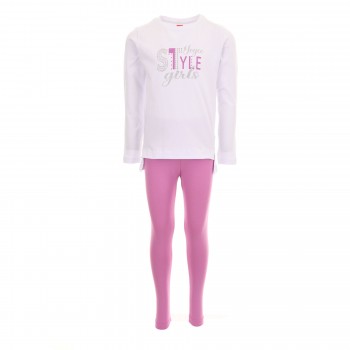 Παιδικό σετ με κολάν για κορίτσια Joyce λευκό- μαντζέντα