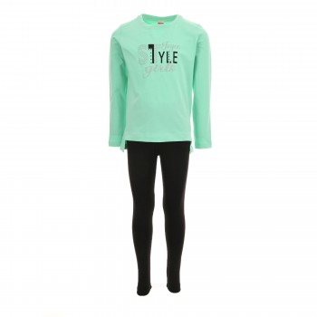 Παιδικό σετ με κολάν για κορίτσια Joyce μέντα- μαύρο