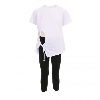 Παιδικό σετ με κολάν 3/4 για κορίτσια Joyce λευκό- μαύρο