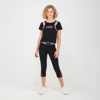 Παιδικό σετ με κάπρι κολάν για κορίτσια Joyce μαύρο