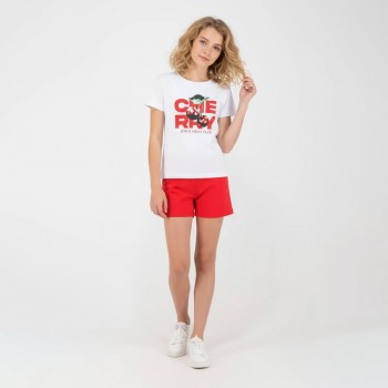 Παιδικό σετ με σορτς για κορίτσια Joyce λευκό-κόκκινο