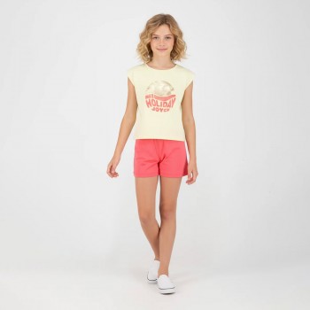 Παιδικό σετ με σορτς για κορίτσια Joyce κίτρινο-φουξ