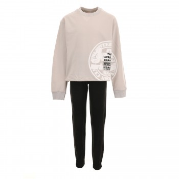 Παιδικό σετ φόρμα αχνούδιαστη για αγόρια Joyce γκρι- μαύρο