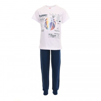 Παιδικό σετ φόρμα για αγόρια Joyce λευκό - μπλε μαρέν