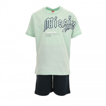 Παιδικό σετ με βερμούδα για αγόρια Joyce μέντα- μπλε μαρέν