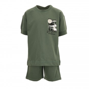Παιδικό σετ με βερμούδα για αγόρια Joyce χακί