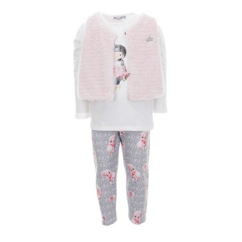 Σετ παιδικά ρούχα Ebita ροζ-γκρι 3τμχ