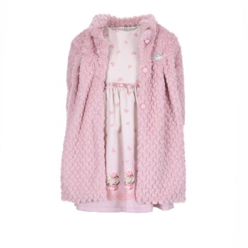 Παιδικό Φόρεμα για κορίτσια Ebita εκρού-ροζ με γούνα