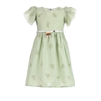 Παιδικό φόρεμα για κορίτσια Ebita με ζώνη φυστικί