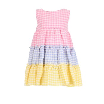 Παιδικό φόρεμα για κορίτσια Ebita τρίχρωμο ροζ