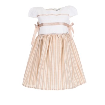 Παιδικό φόρεμα για κορίτσια Ebita ριγέ μπεζ