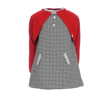 Παιδικό φόρεμα για κορίτσια Ebita κόκκινο-εμπριμέ 3τμχ