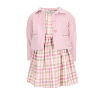 Παιδικό φόρεμα για κορίτσια Ebita ροζ-καρό 4 τμχ.