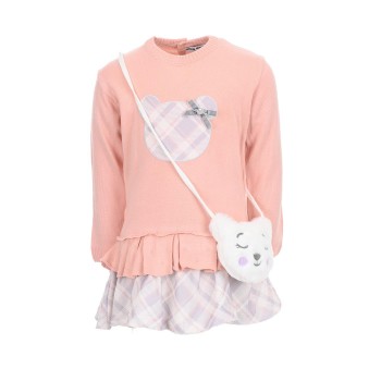 Βρεφικό φόρεμα για κορίτσια Ebita ροζ-καρό 2τμχ
