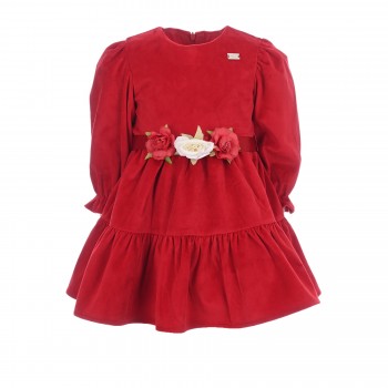 Παιδικό φόρεμα βελουτέ Ebita κόκκινο με ανθάκια