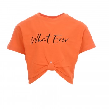 Παιδική μπλούζα cropped για κορίτσια Ebita ''whatever'' πορτοκαλί