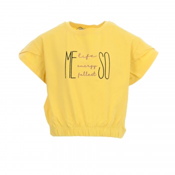 Παιδική μπλούζα cropped για κορίτσια Ebita με στάμπα λεμονί